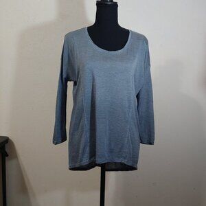 Eileen Fisher Silk And Cotton 3/4 Sleeve Blouse